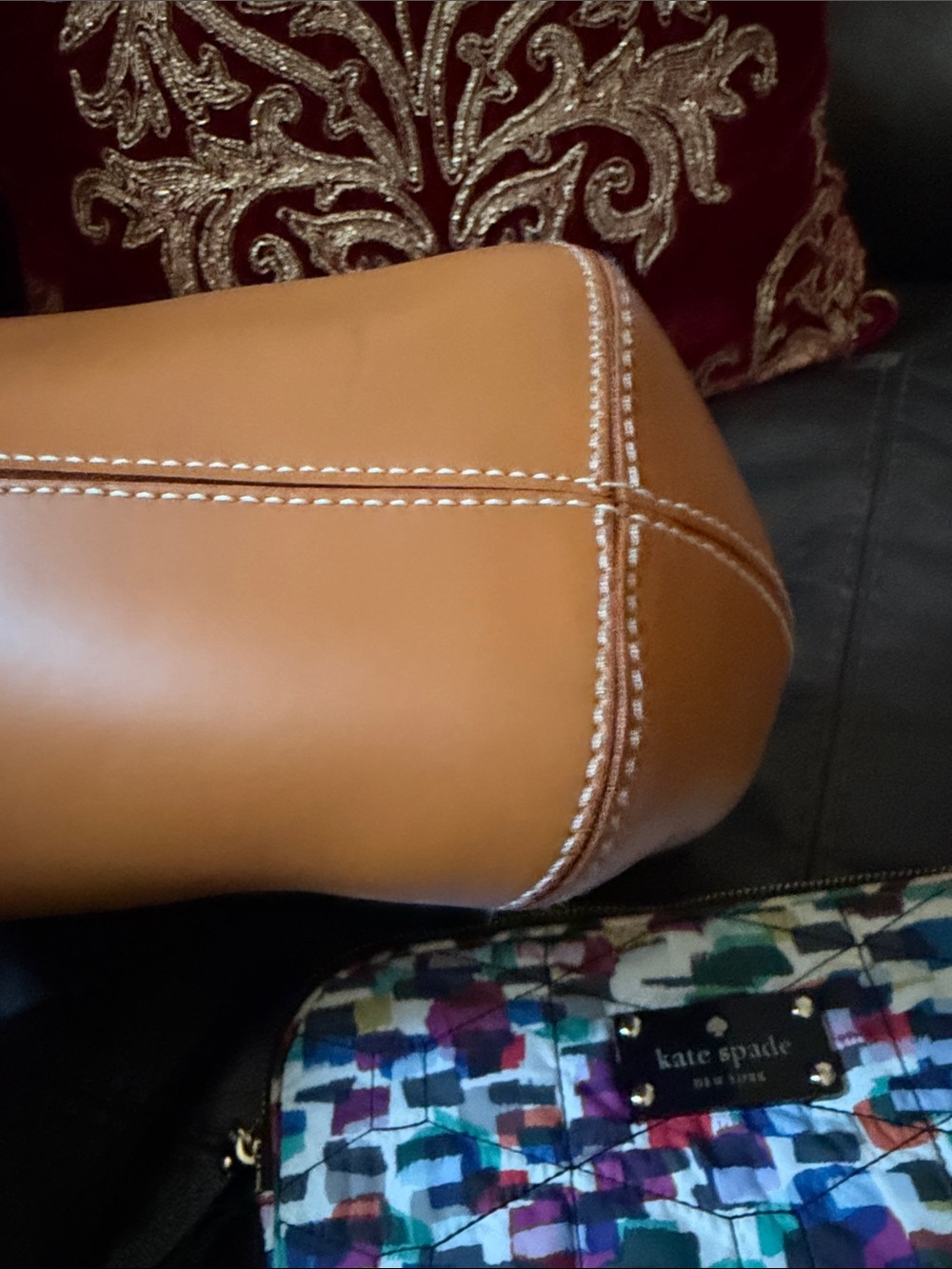 Furla Camel Tan Leather Tote with Circular Belt Accent - Picture 9 of 13